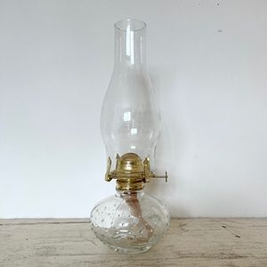 Vintage Clear Hobnail Glass Oil Lamp